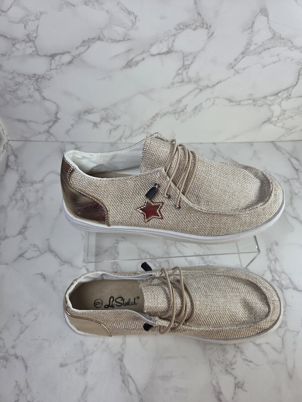 Metallic Gold Casual Lace-Up Shoes(A46) Women / Men